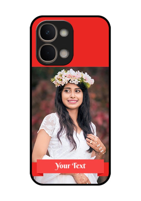 Vivo T5X 5G Custom Glass Phone Case - Simple Red Color Design