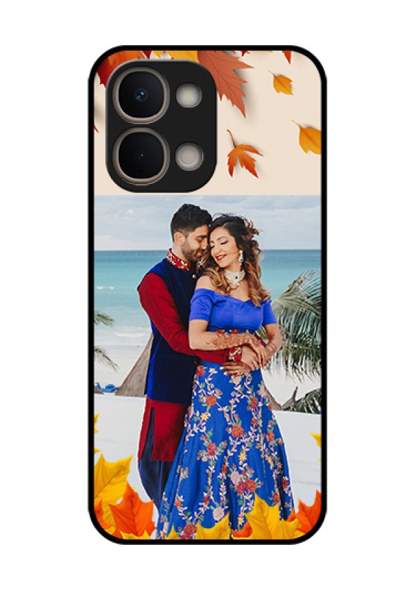 Vivo T5X 5G Custom Glass Phone Case - Autumn Maple Leaves Design