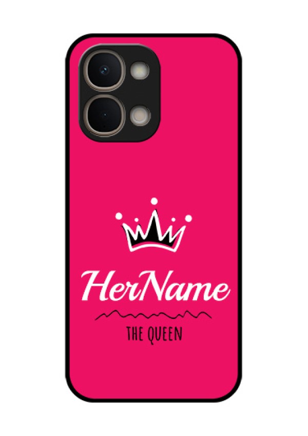 Vivo T5X 5G Custom Glass Phone Case - Queen With Name Design