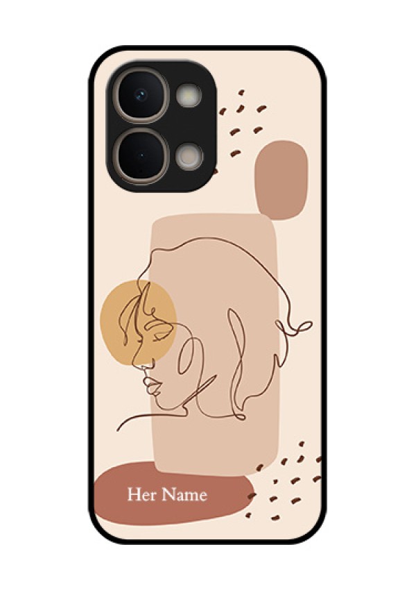 Vivo T5X 5G Custom Glass Phone Case - Calm Woman Line Art Design