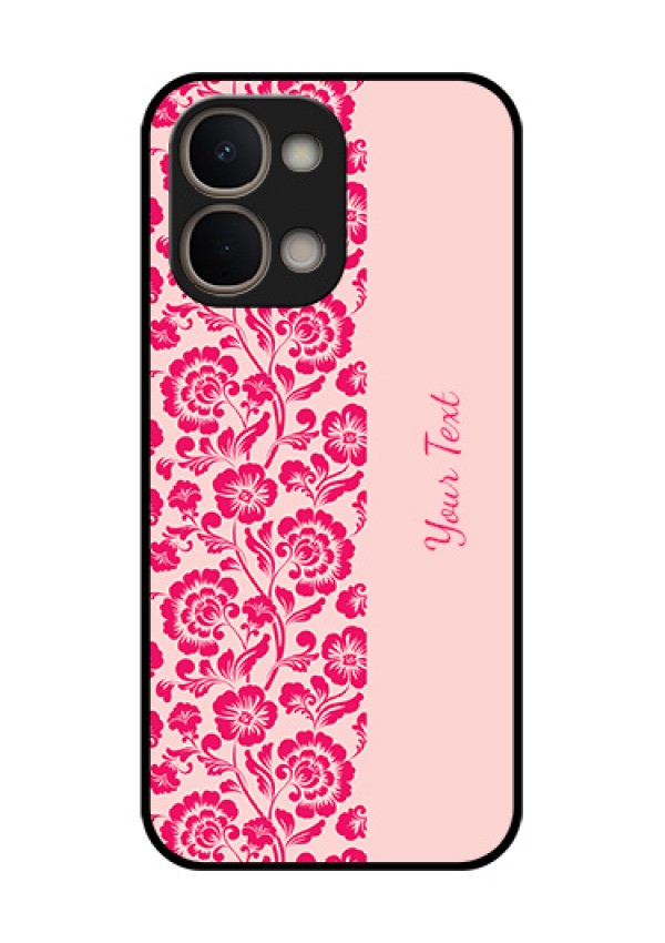 Vivo T5X 5G Custom Glass Phone Case - Attractive Floral Pattern Design