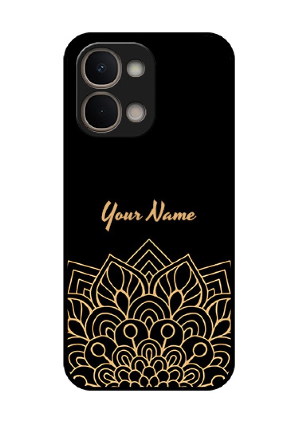Vivo T5X 5G Custom Glass Phone Case - Golden Mandala Design