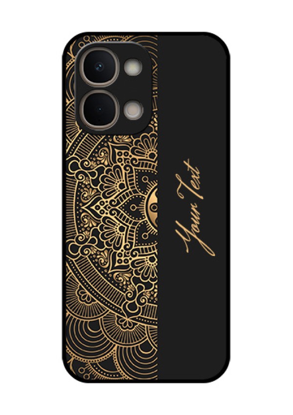 Vivo T5X 5G Custom Glass Phone Case - Mandala Art With Custom Text Design