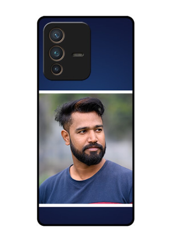 Vivo V23 Pro 5G Personalized Glass Phone Case - Simple Royal Blue Design