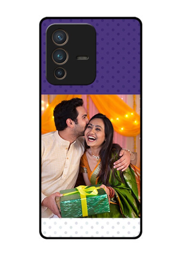 Vivo V23 Pro 5G Personalized Glass Phone Case - Violet Pattern Design