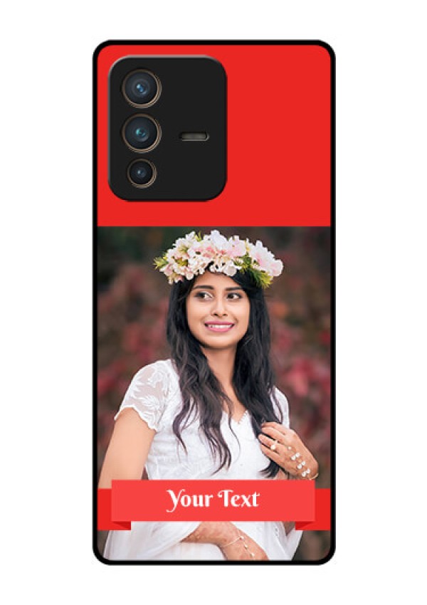 Vivo V23 Pro 5G Custom Glass Phone Case - Simple Red Color Design