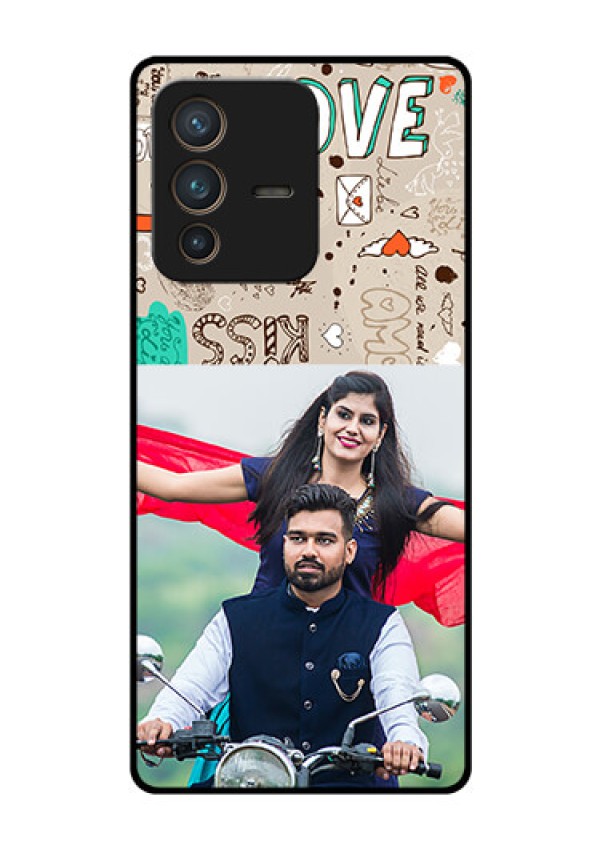 Vivo V23 Pro 5G Custom Glass Phone Case - Love Doodle Pattern