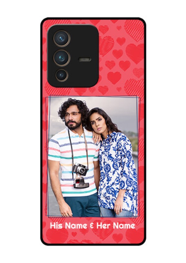 Vivo V23 Pro 5G Photo Printing on Glass Case - with Red Heart Symbols Design