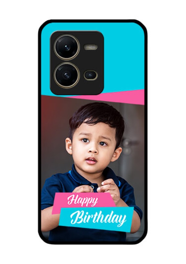 Vivo V25 5G Personalized Glass Phone Case - Image Holder with 2 Color Design