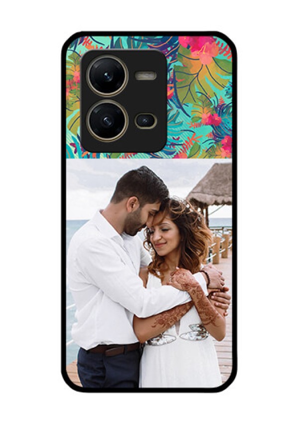 Vivo V25 5G Photo Printing on Glass Case - Watercolor Floral Design