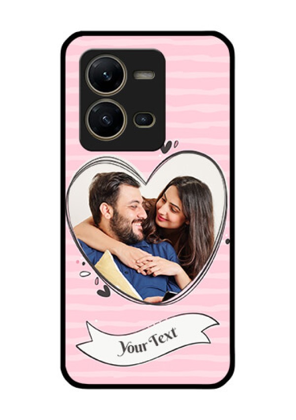 Vivo V25 5G Custom Glass Phone Case - Vintage Heart Design