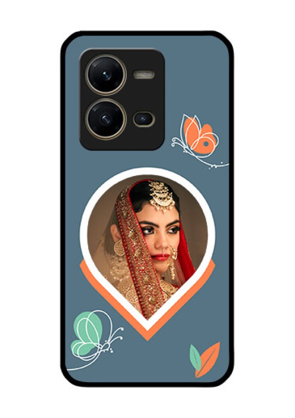 Vivo V25 5G Custom Glass Mobile Case - Droplet Butterflies Design