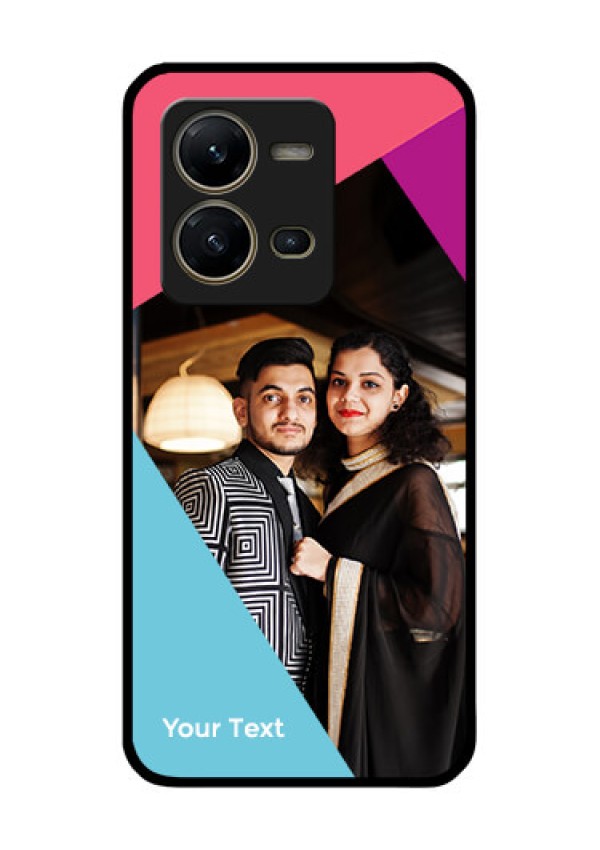 Vivo V25 5G Custom Glass Mobile Case - Stacked Triple colour Design