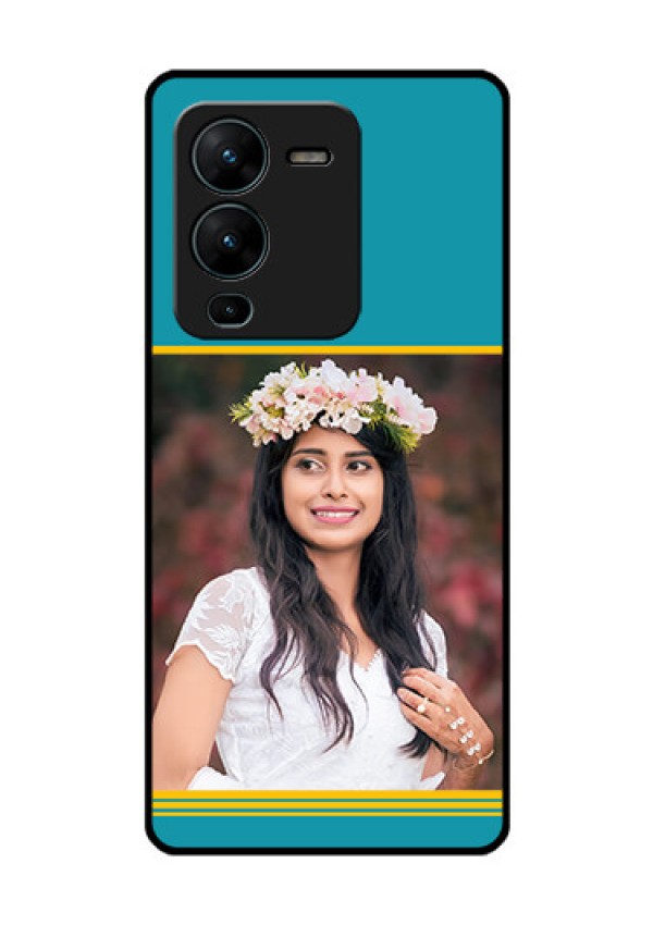 Vivo V25 Pro 5G Custom Glass Phone Case - Yellow & Blue Design