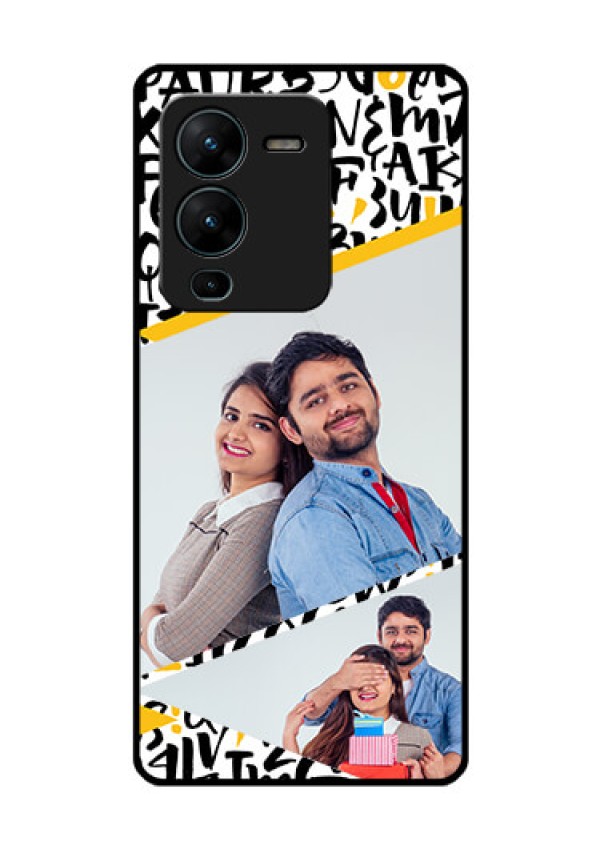 Vivo V25 Pro 5G Custom Glass Mobile Case - Letters Pattern Design