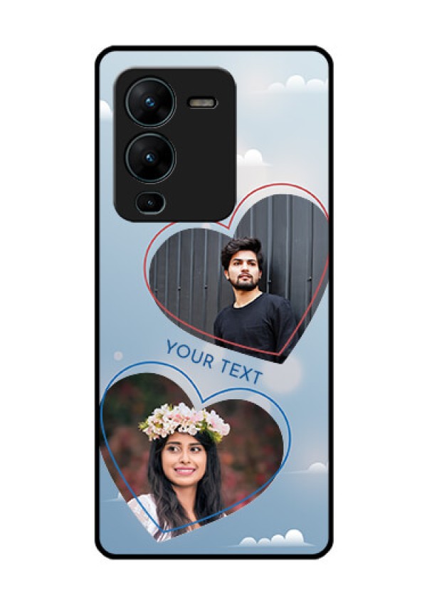 Vivo V25 Pro 5G Custom Glass Mobile Case - Blue Color Couple Design