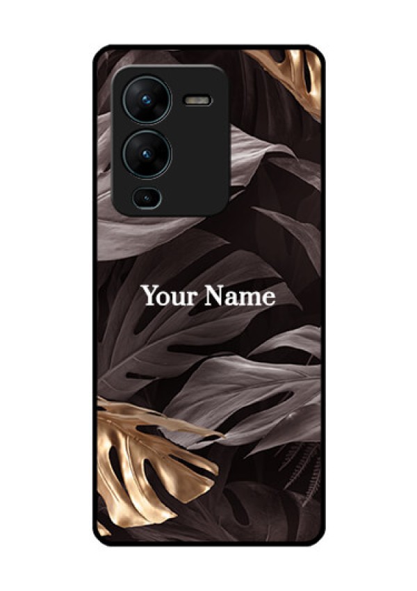 Vivo V25 Pro 5G Personalised Glass Phone Case - Wild Leaves digital paint Design