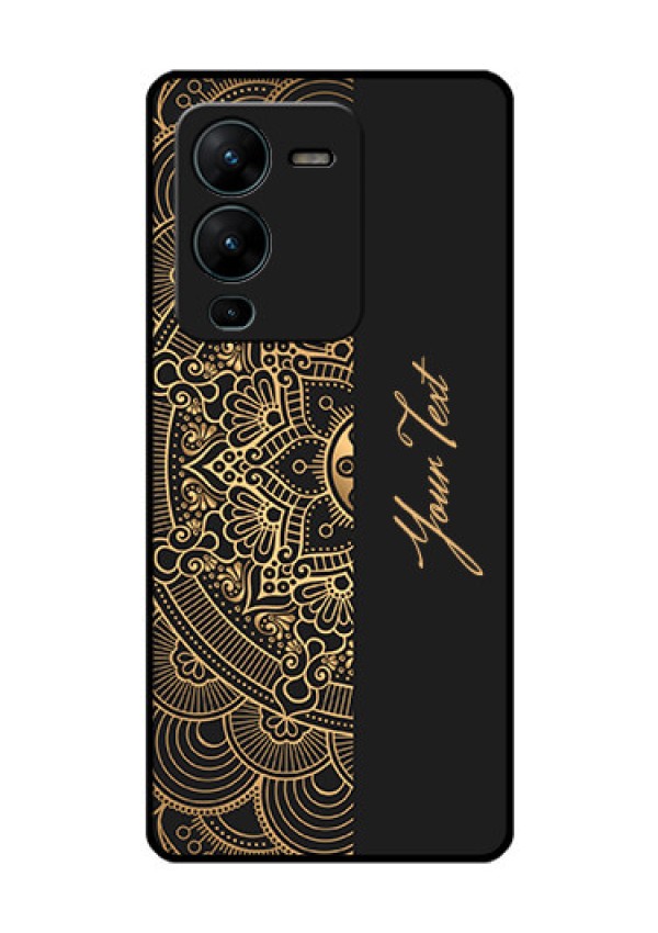 Vivo V25 Pro 5G Photo Printing on Glass Case - Mandala art with custom text Design