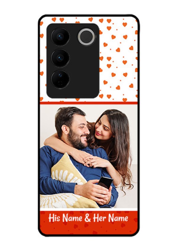 Vivo V27 Pro 5G Custom Glass Phone Case - Orange Love Symbol Design