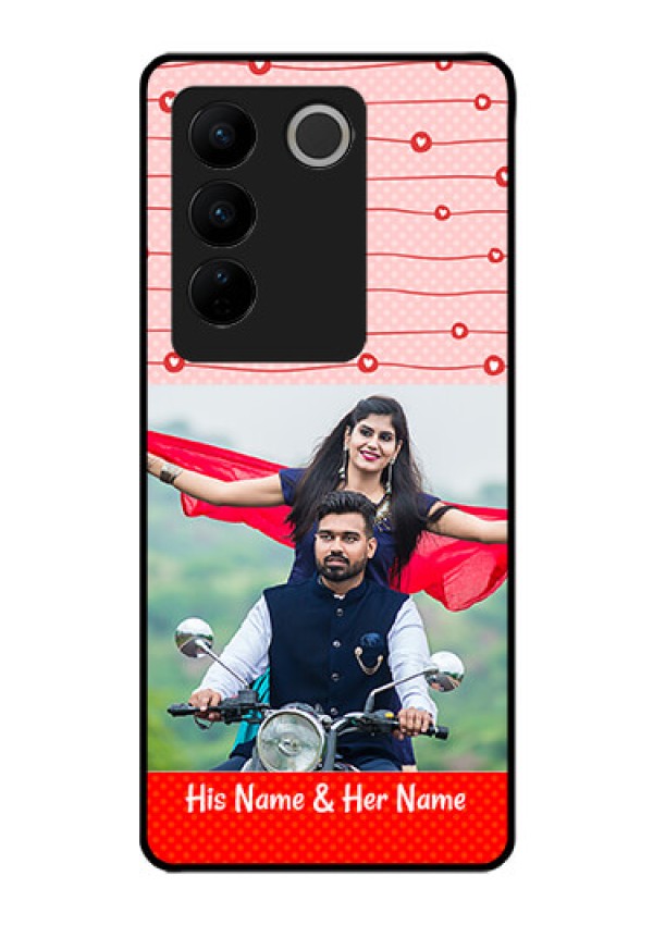 Vivo V27 Pro 5G Personalized Glass Phone Case - Red Pattern Case Design