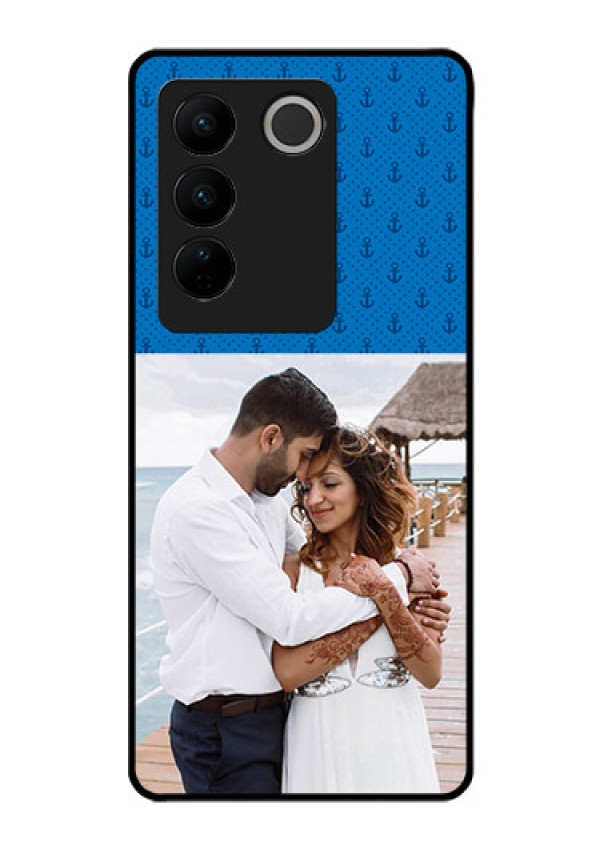 Vivo V27 Pro 5G Photo Printing on Glass Case - Blue Anchors Design
