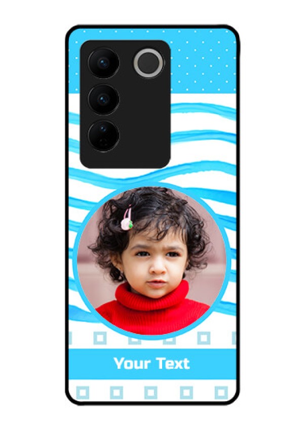 Vivo V27 Pro 5G Custom Glass Phone Case - Simple Blue Case Design