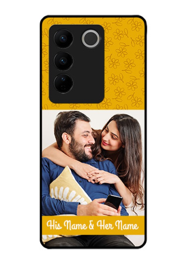 Vivo V27 Pro 5G Custom Glass Mobile Case - Yellow Floral Design