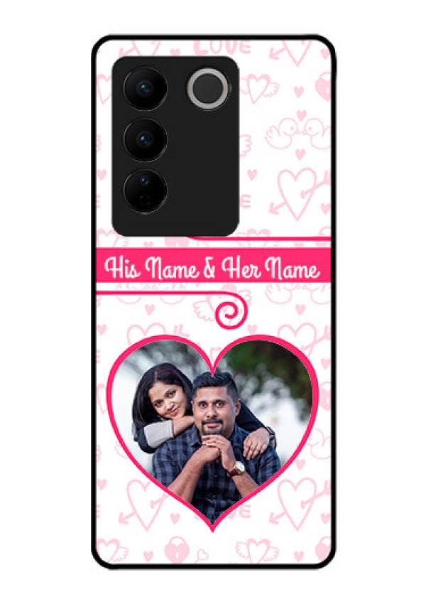 Vivo V27 Pro 5G Personalized Glass Phone Case - Heart Shape Love Design