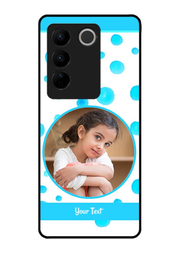 Vivo V27 Pro 5G Photo Printing on Glass Case - Blue Bubbles Pattern Design