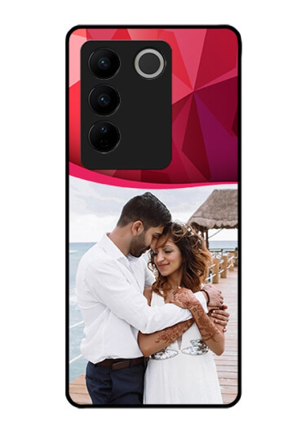 Vivo V27 Pro 5G Custom Glass Mobile Case - Red Abstract Design