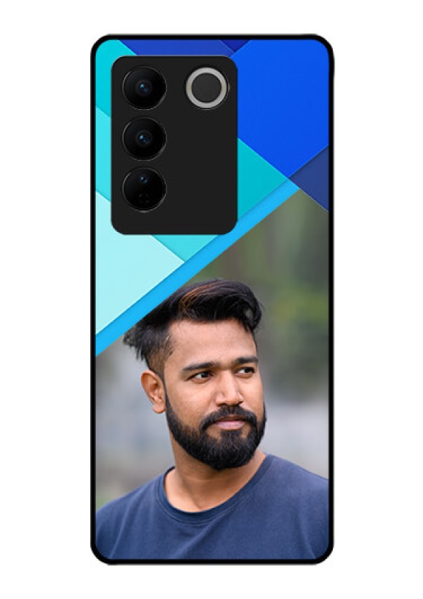 Vivo V27 Pro 5G Custom Glass Phone Case - Blue Pattern Design