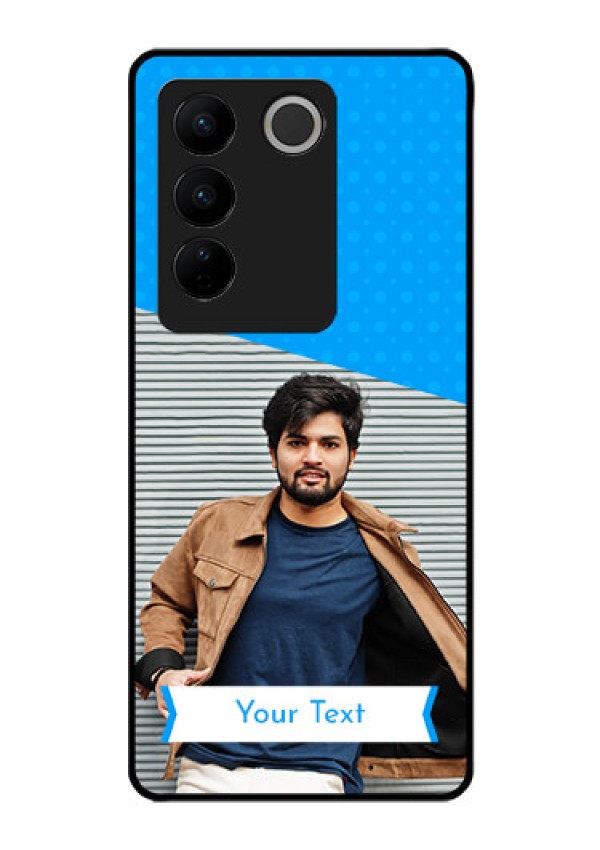 Vivo V27 Pro 5G Photo Printing on Glass Case - Simple Blue Color Design