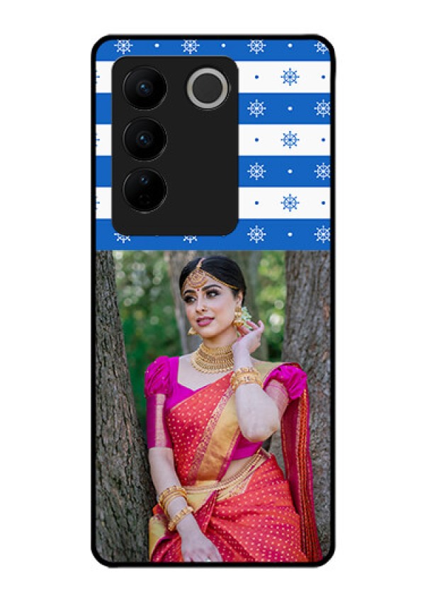 Vivo V27 Pro 5G Photo Printing on Glass Case - Snow Pattern Design