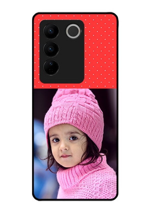 Vivo V27 Pro 5G Photo Printing on Glass Case - Red Pattern Design
