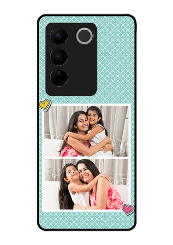 Vivo V27 Pro 5G Custom Glass Phone Case - 2 Image Holder with Pattern Design