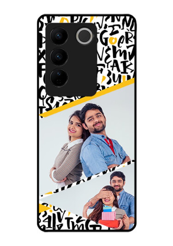 Vivo V27 Pro 5G Custom Glass Mobile Case - Letters Pattern Design
