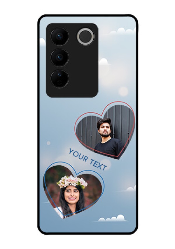 Vivo V27 Pro 5G Custom Glass Mobile Case - Blue Color Couple Design