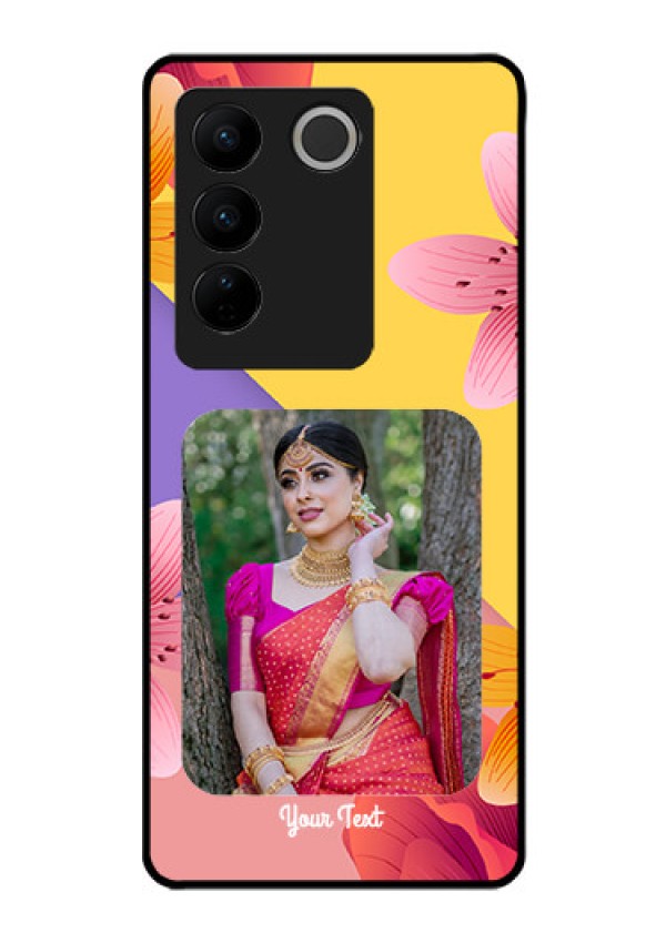 Vivo V27 Pro 5G Custom Glass Mobile Case - 3 Image With Vintage Floral Design
