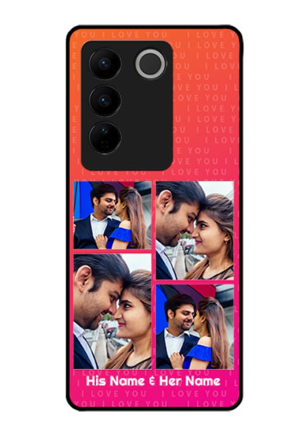 Vivo V27 Pro 5G Custom Glass Phone Case - I Love You Pink Design