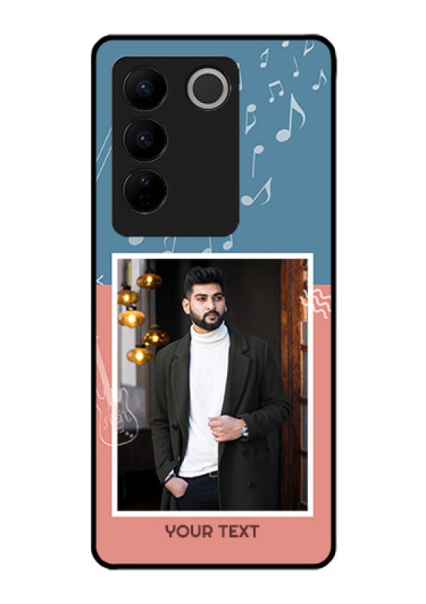 Vivo V27 Pro 5G Photo Printing on Glass Case - with Color Musical Note Design