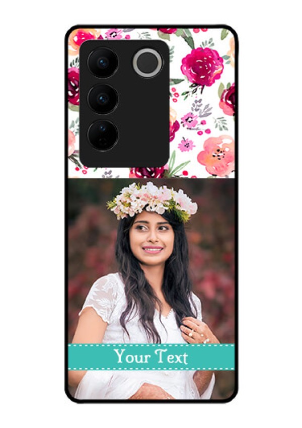 Vivo V27 Pro 5G Custom Glass Phone Case - Watercolor Floral Design
