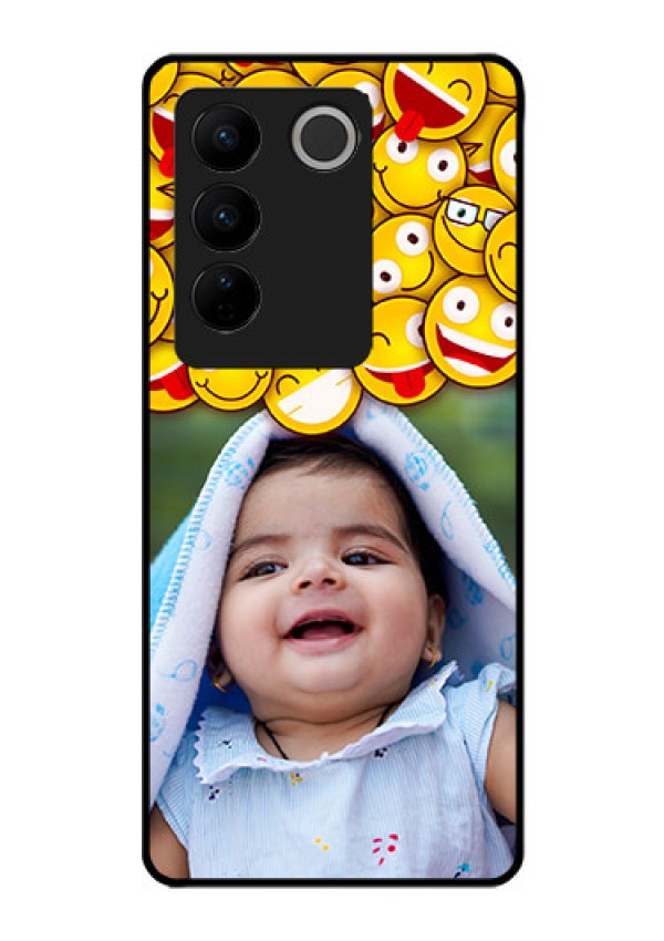 Vivo V27 Pro 5G Custom Glass Mobile Case - with Smiley Emoji Design