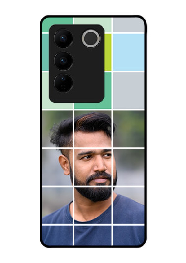 Vivo V27 Pro 5G Photo Printing on Glass Case - with white box pattern