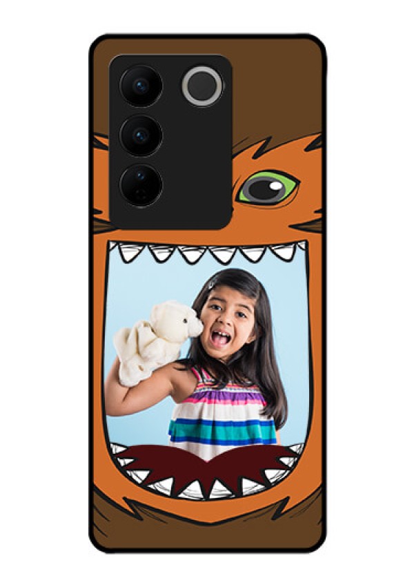 Vivo V27 Pro 5G Photo Printing on Glass Case - Owl Monster Back Case Design