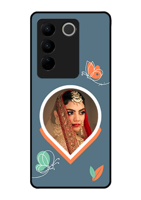Vivo V27 Pro Custom Glass Mobile Case - Droplet Butterflies Design