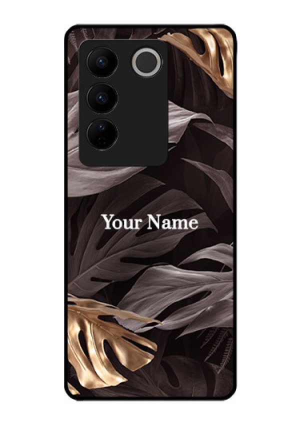Vivo V27 Pro Personalised Glass Phone Case - Wild Leaves digital paint Design