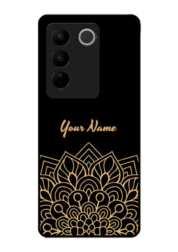 Vivo V27 Pro Custom Glass Phone Case - Golden mandala Design