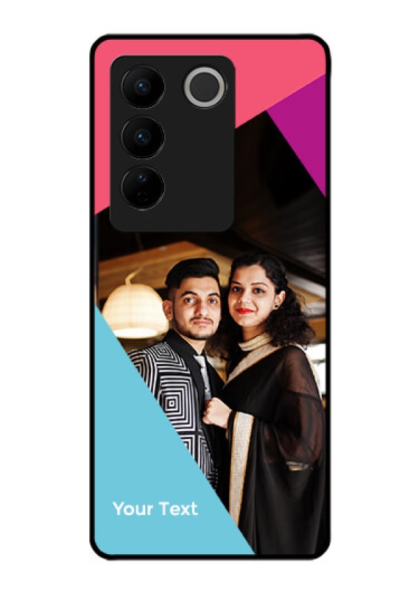 Vivo V27 Pro Custom Glass Mobile Case - Stacked Triple colour Design