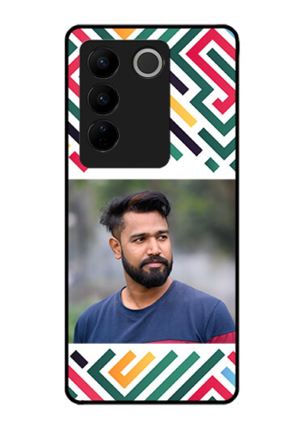 Vivo V27 Pro Personalized Glass Phone Case - Colorful Maze Pattern Design