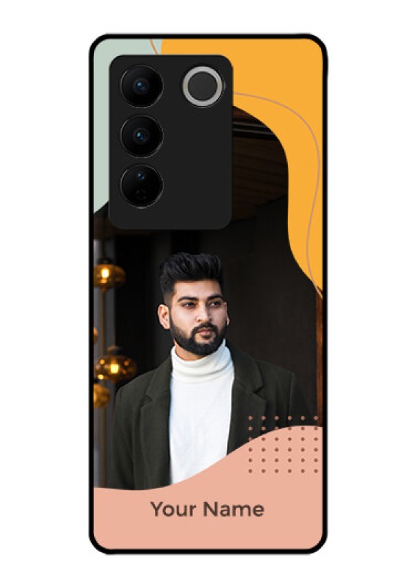 Vivo V27 Pro Personalized Glass Phone Case - Tri-coloured overlay design